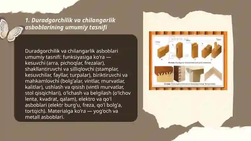 Duradgorchilik va chilangarlik ish asboblari bilan tanishish 3