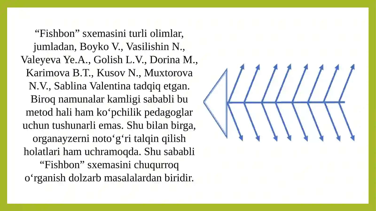 Baliq skeleti metodi ya'ni «FishbonE diagram” 3