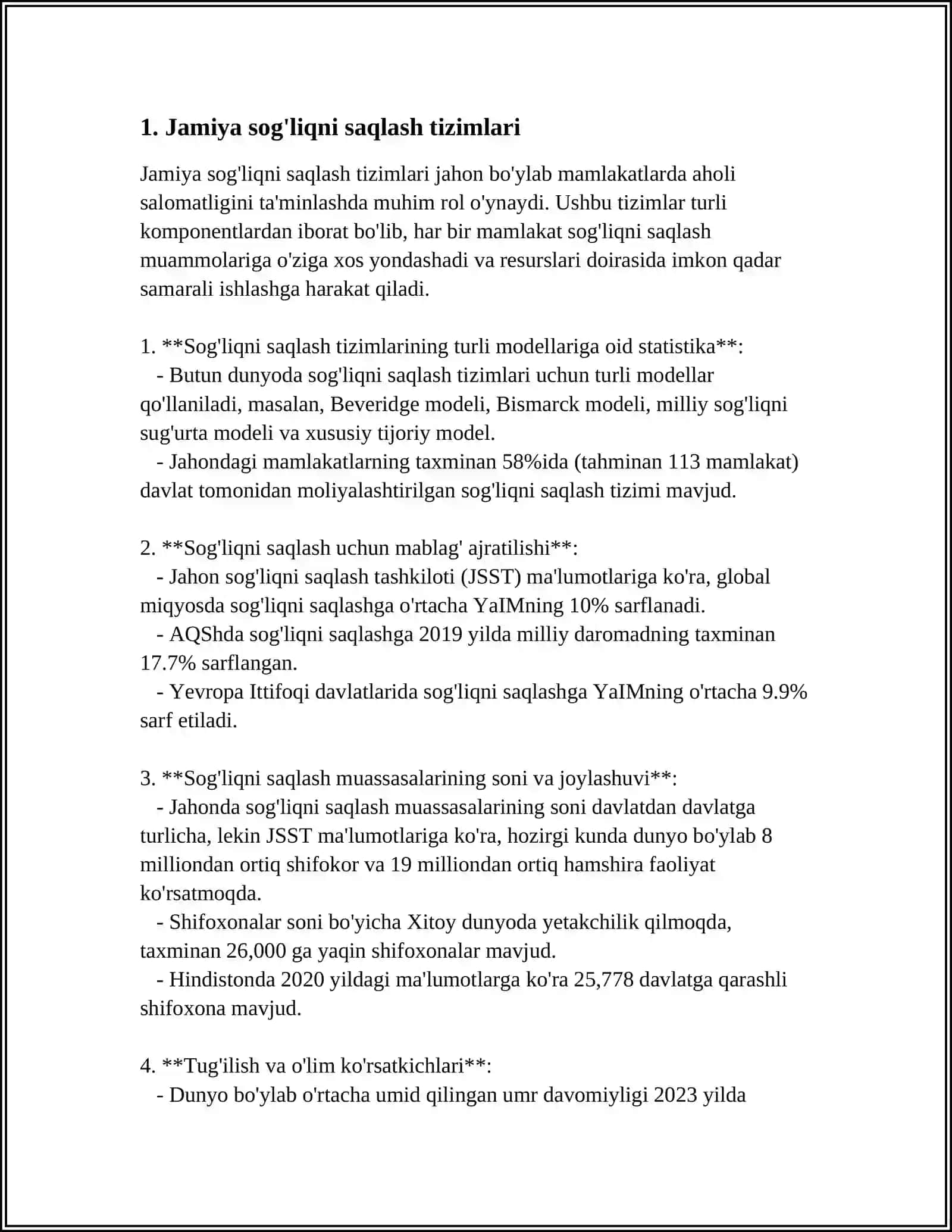 Jamiyat Sog'liqni Saqlash Referat 3