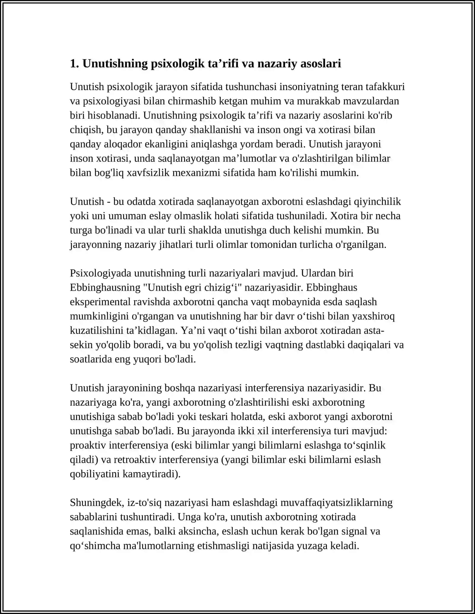 UNUTISH PSIXOLOGIK JARAYON SIFATIDA 3