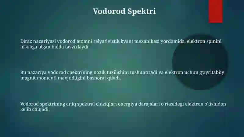 Dirak nazariyasida vodorod atomi 3