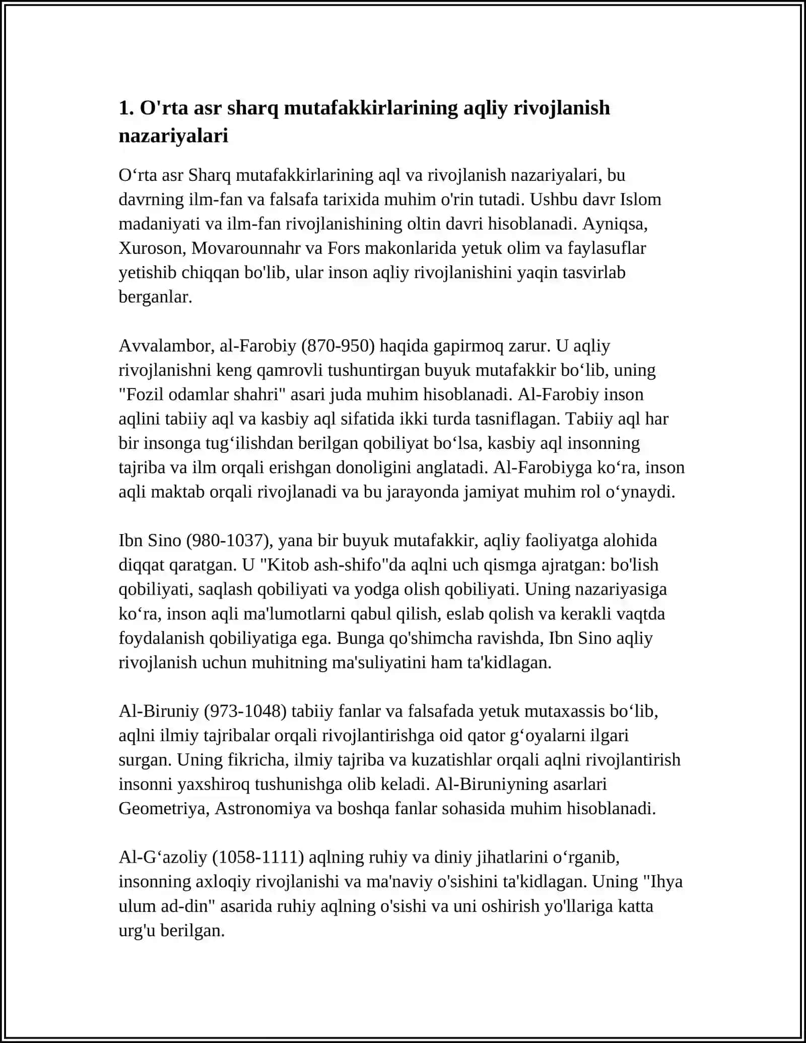 O'RTA ASR SHARQ MUTAFAKKIRLARINING PSIXOLOGIK QARASHLARI 3