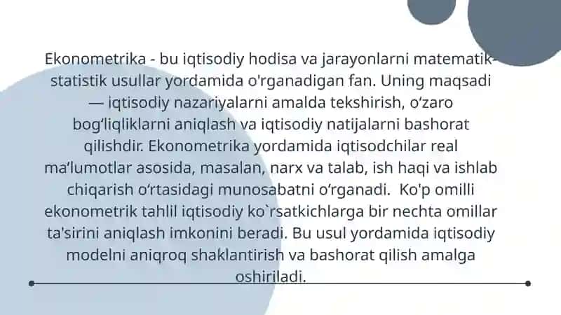 Ko'p omilli ekonometrik tahlil 3