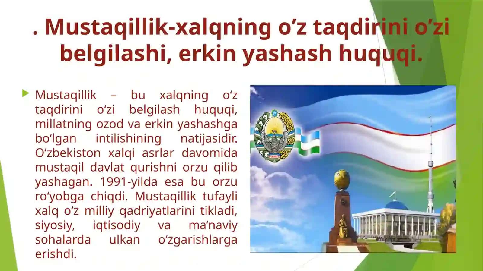 Mustaqil O`zbekiston Respublikasi tashkilot topishi 3