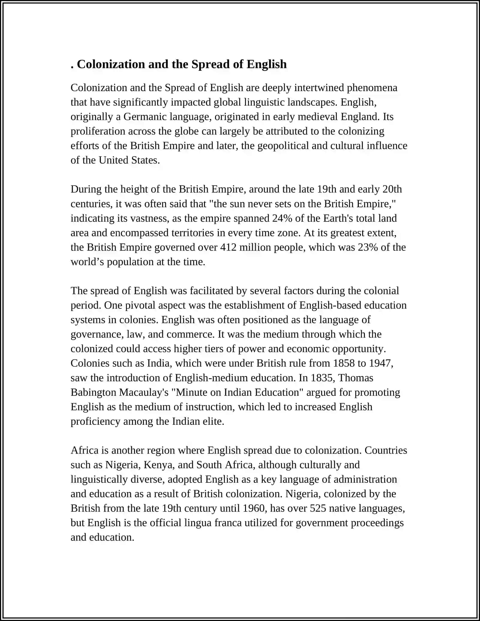 Colonization and the Spread of English 3