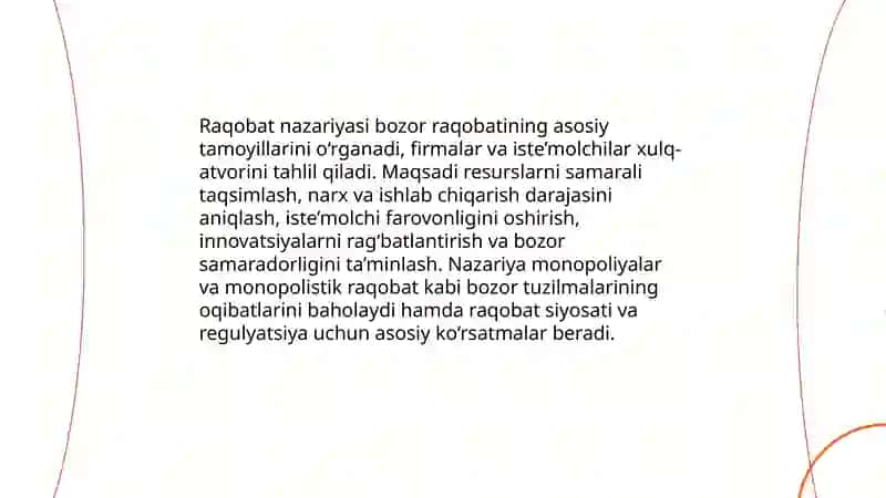 Raqobat nazariyasi va uning asosiy xususiyatlari 3