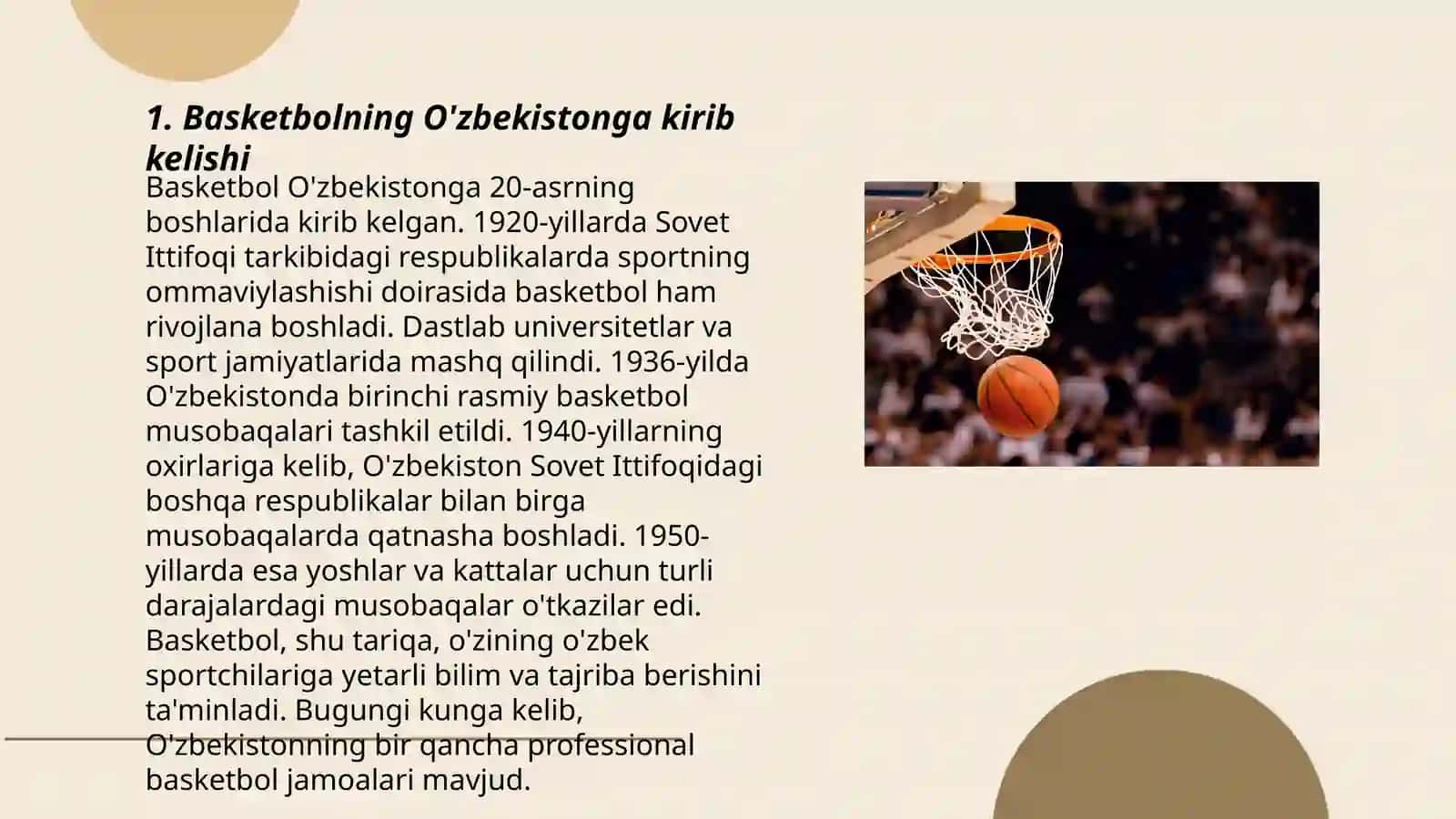 O'zbekistonda basketbol o'yining rivojlanish tarixi 3