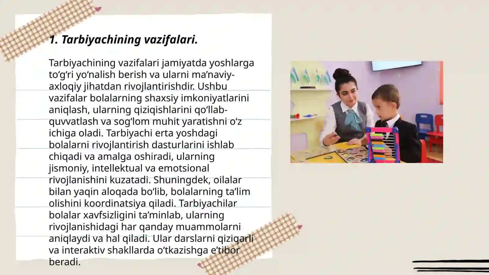 Tarbiyachining kasbi va shahsi sfatlari 3