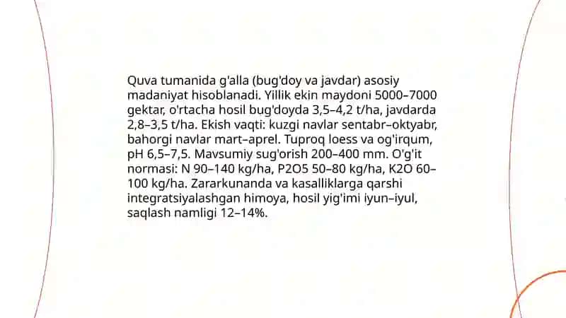 Quva tumani Qishloq xo'jaligi 3