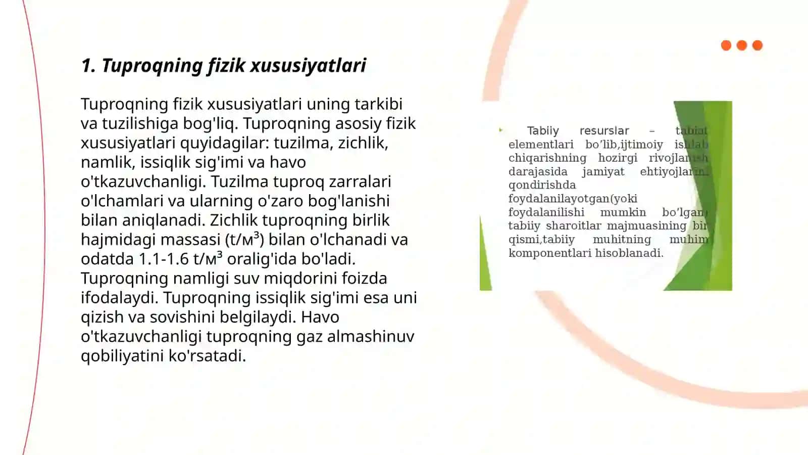 Tuproq va uning tabiiy xususiyatlari 3