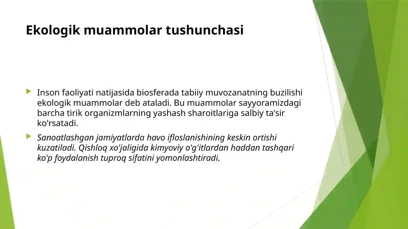 Biosferada inson faoliyati bilan bog'liq ekologik muammolar 3