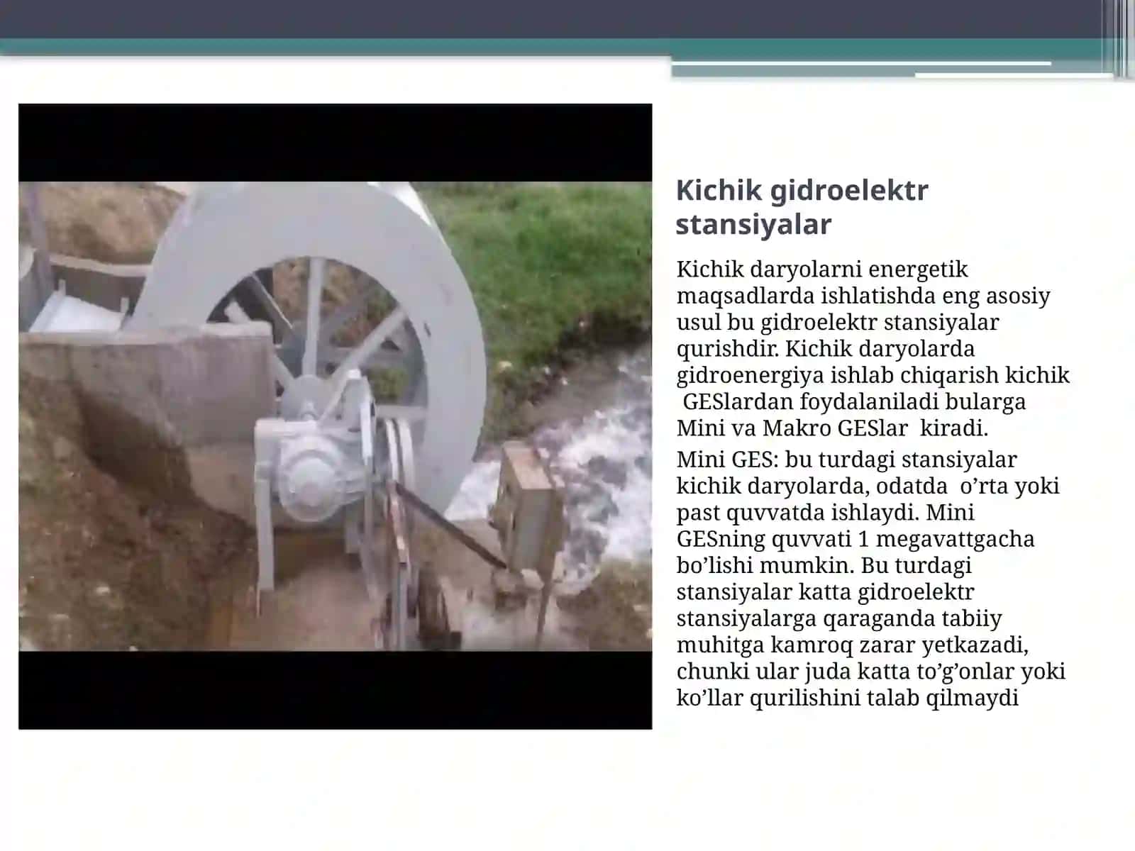 Kichik daryolar va ulardan energetik maqsadda foydalanish imkoniyatlari 3