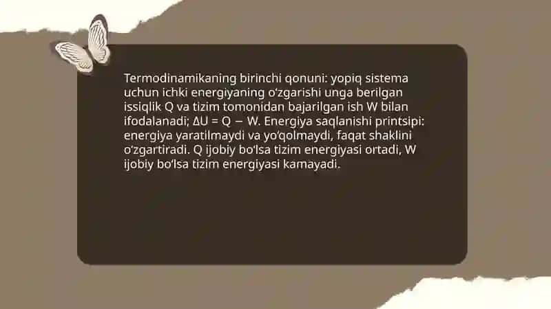 Termodinamikaning birinchi qonuni 3