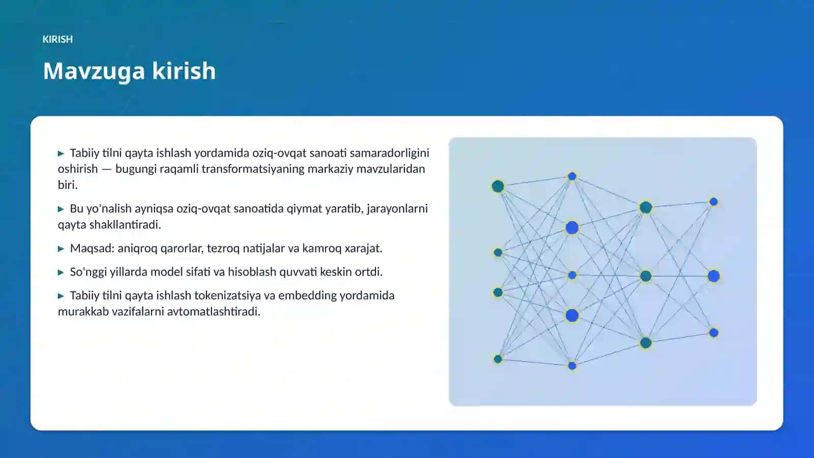 Tabiiy tilni qayta ishlash yordamida oziq-ovqat sanoati samaradorligini oshirish 3