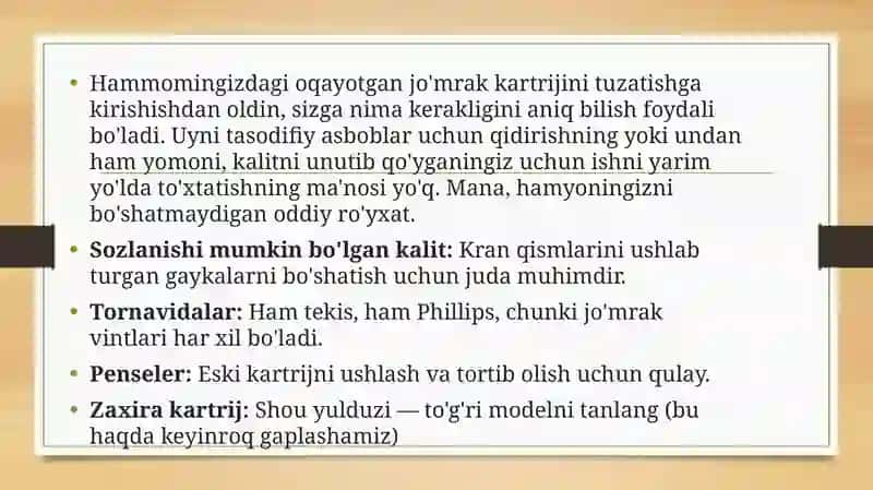 Smesitel kartrijini tuzatish va ta'mirlashishlari 3