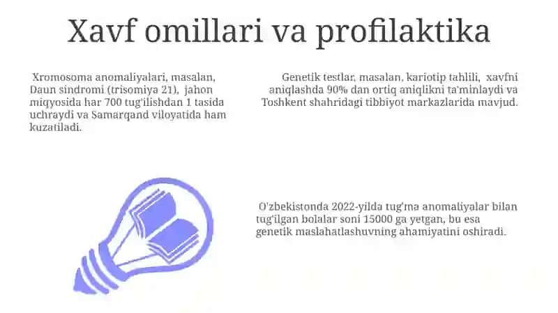 Irsiy kasalliklar. Tibbiy genetik maslahat 3