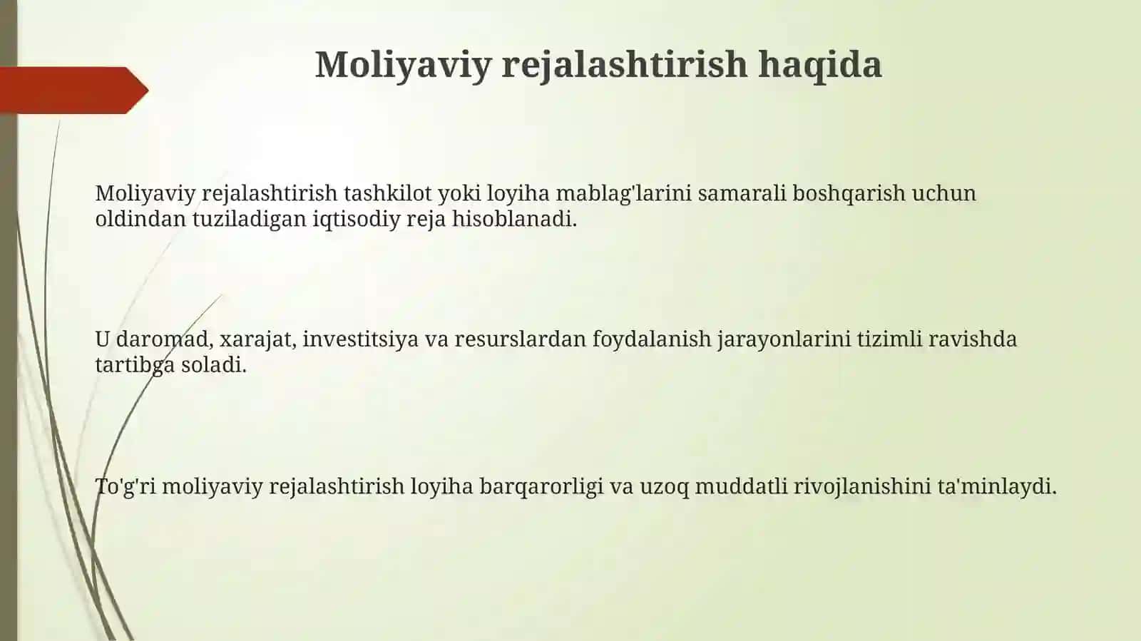 Moliyaviy rejalashtirish valoyiha 3