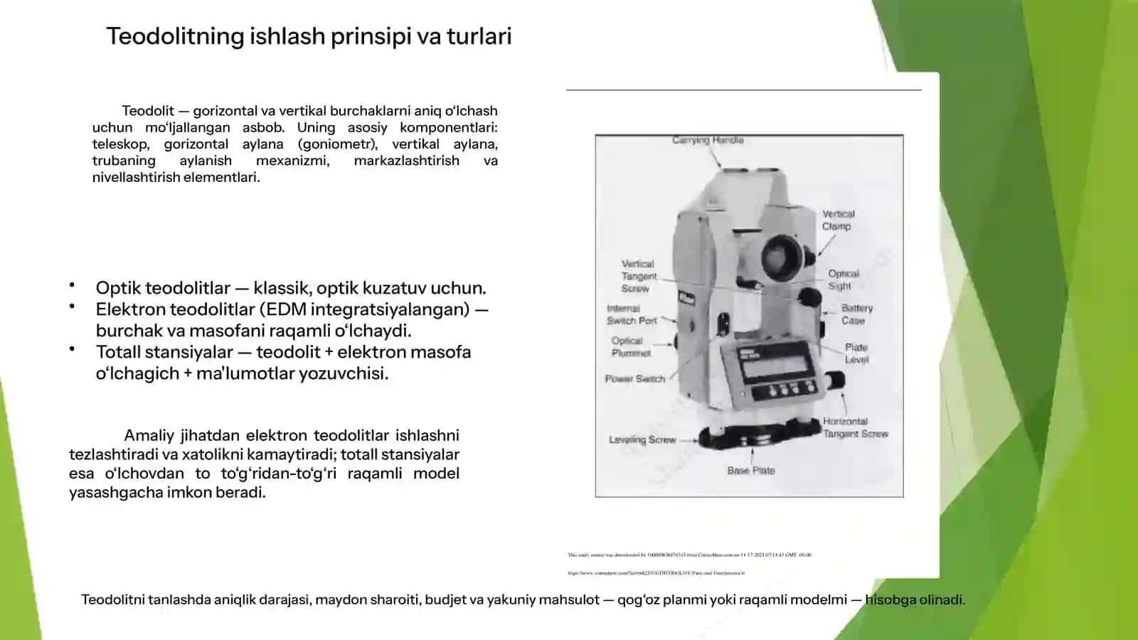 Teodolit yordamida plan tuzish 3