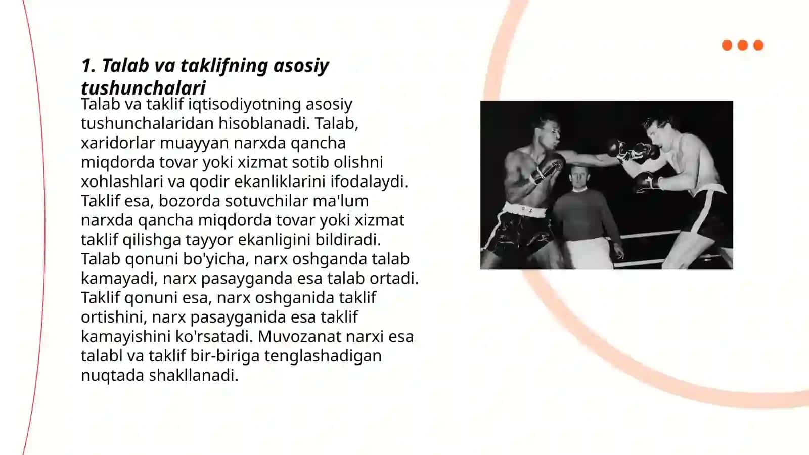 Talab Va Taklif. Boxer muvozanati 3