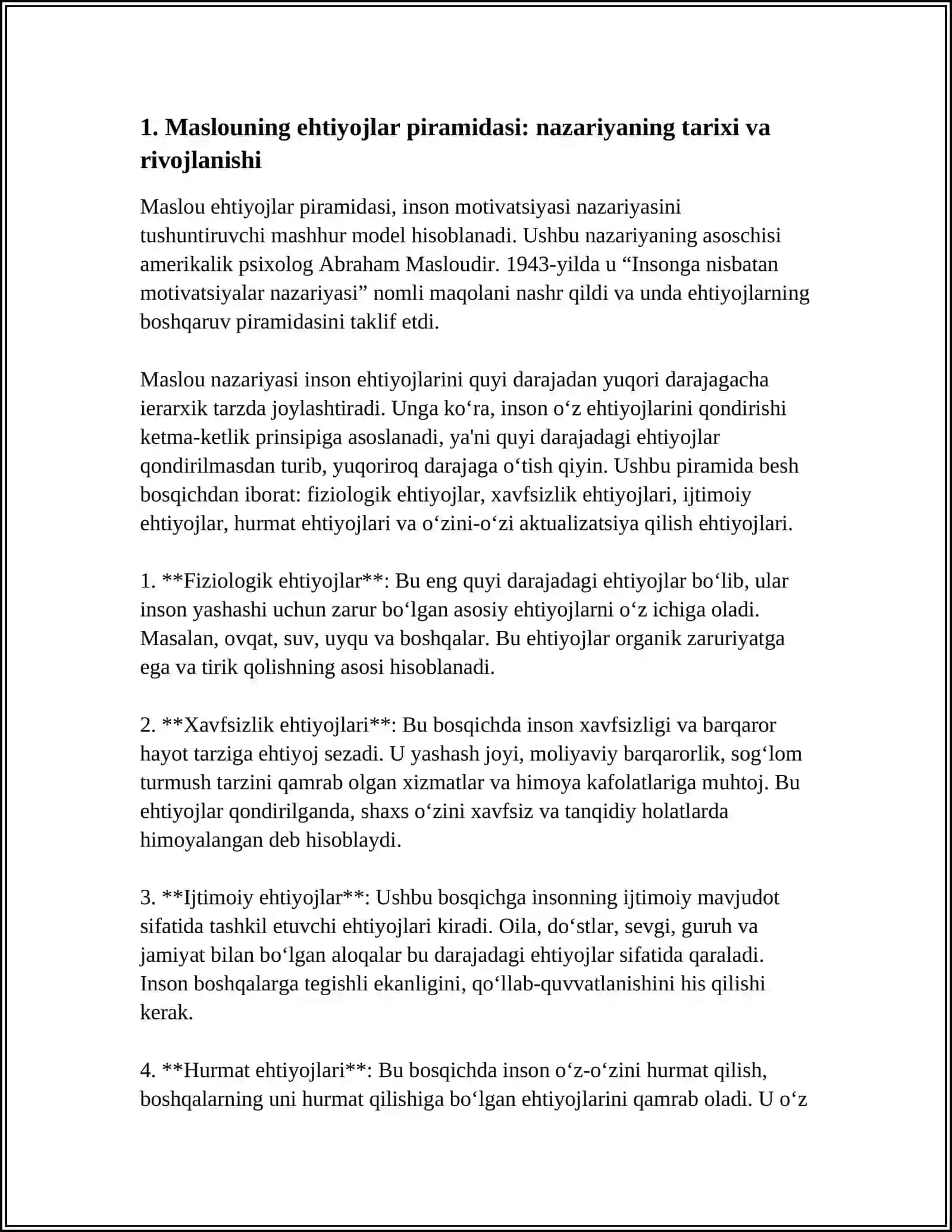 MASLOUNING EHTIYOJLAR PERAMIDASI VA NAZARIYASI 3