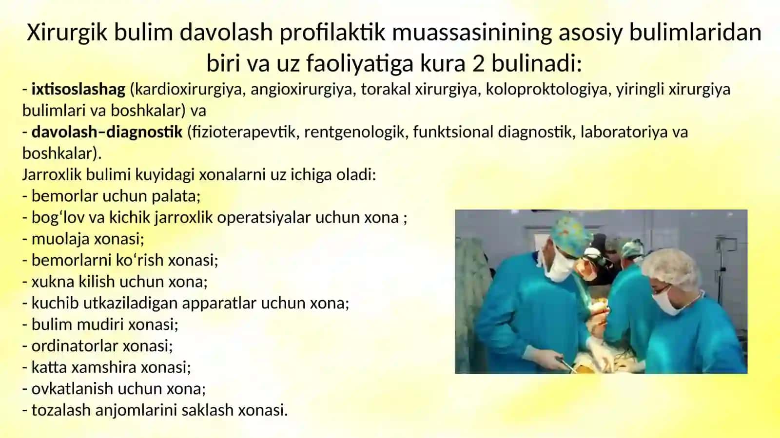 Xirurgiya bo'limi tuzulmasi 3