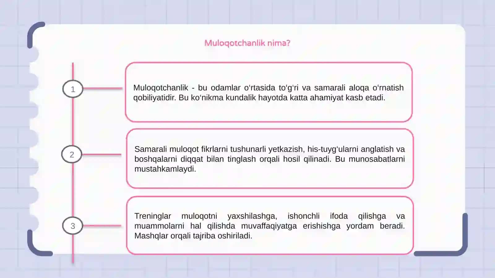Muloqotchanlikni oshirish sohasidagi treninglar 3