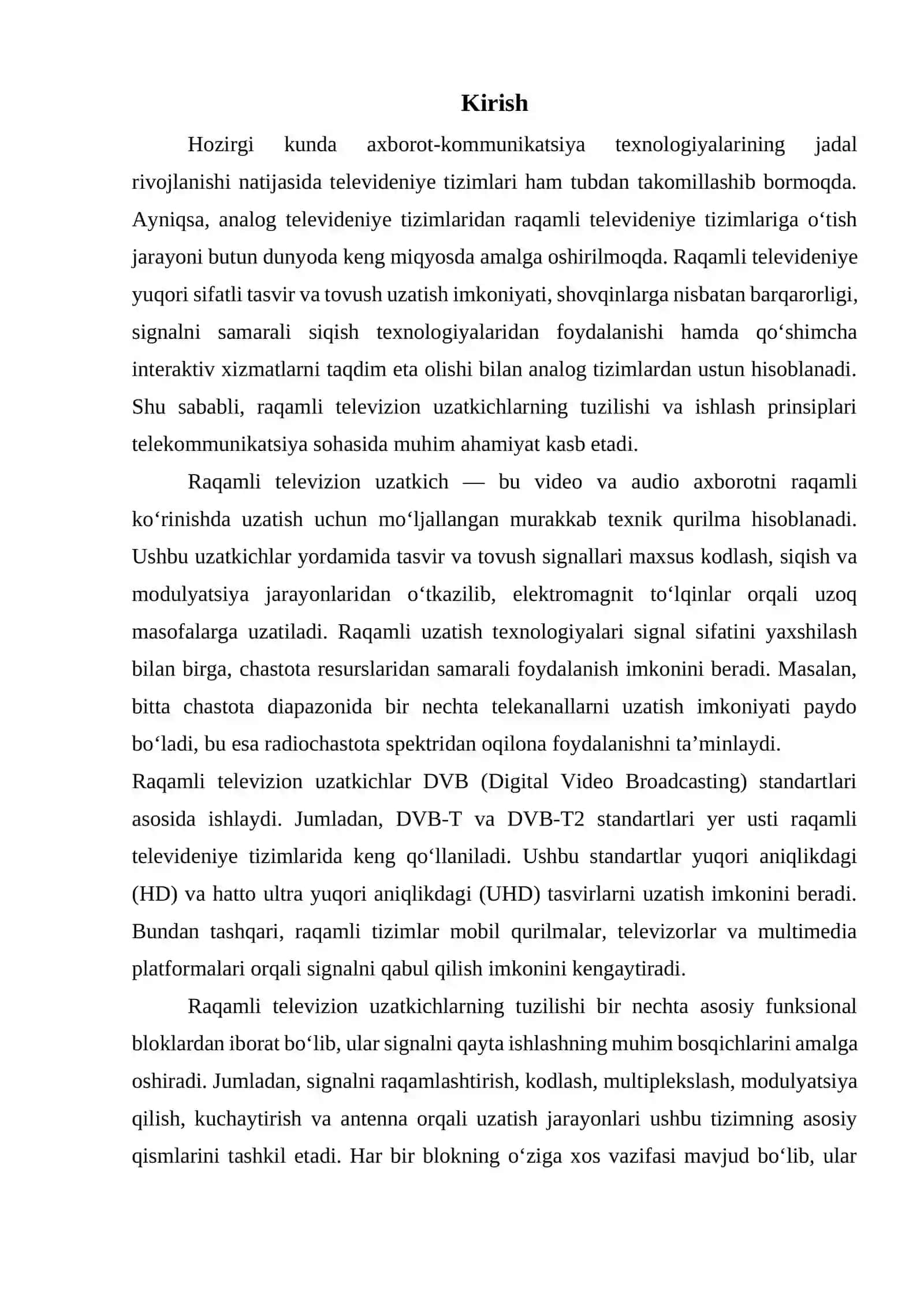 Raqamli televizion uzatkichlarning tuzilishi 3
