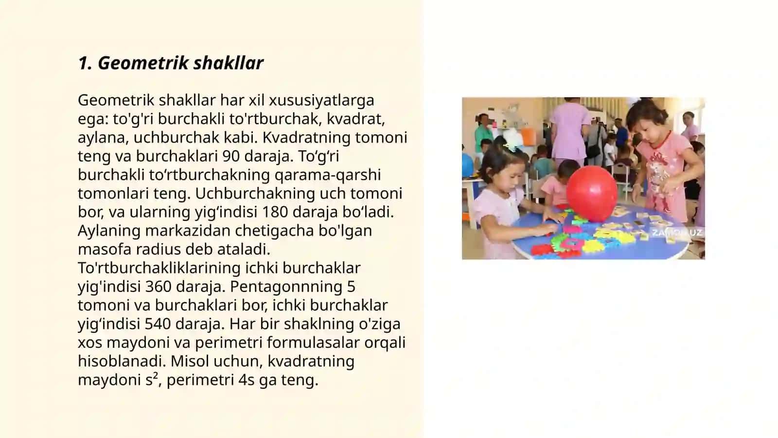 Bolalarni peredmetlar shakli bilan tanishtirish vazifalari 3