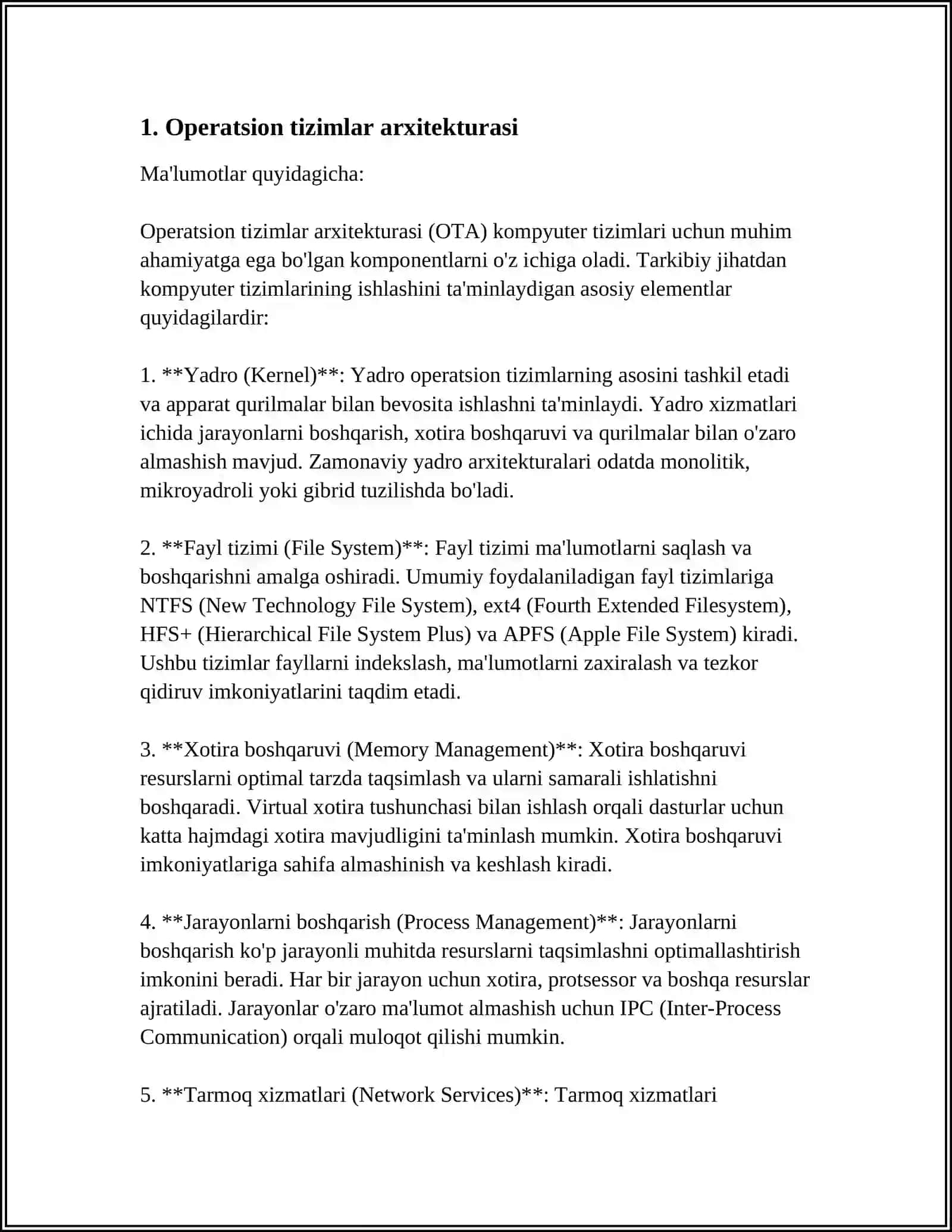 ZAMONAVIY OPERATSION TIZIMLARI 3