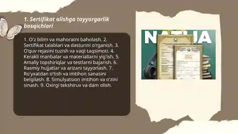 Sertifikat olishga tayyorgarlik bosqichlari 3