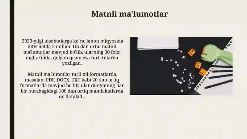 Matnli Ma'lumotlar 3