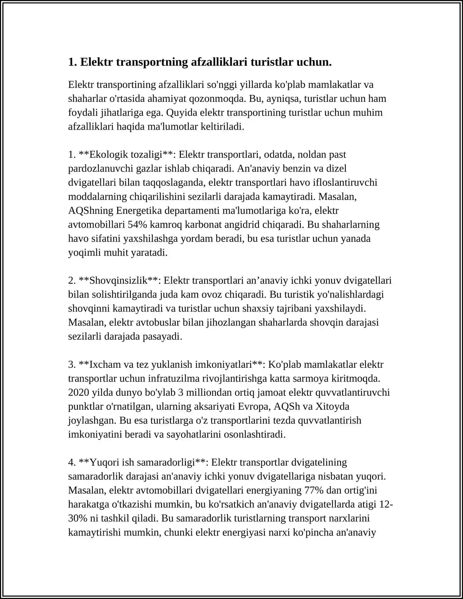 TURIZMDA ELEKTR TRANSPORTINING KELAJAGI 3