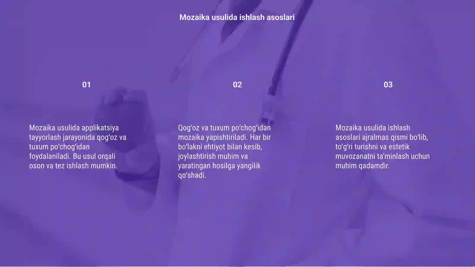 Mozaika usulida applikatsiya tayyorlash 3
