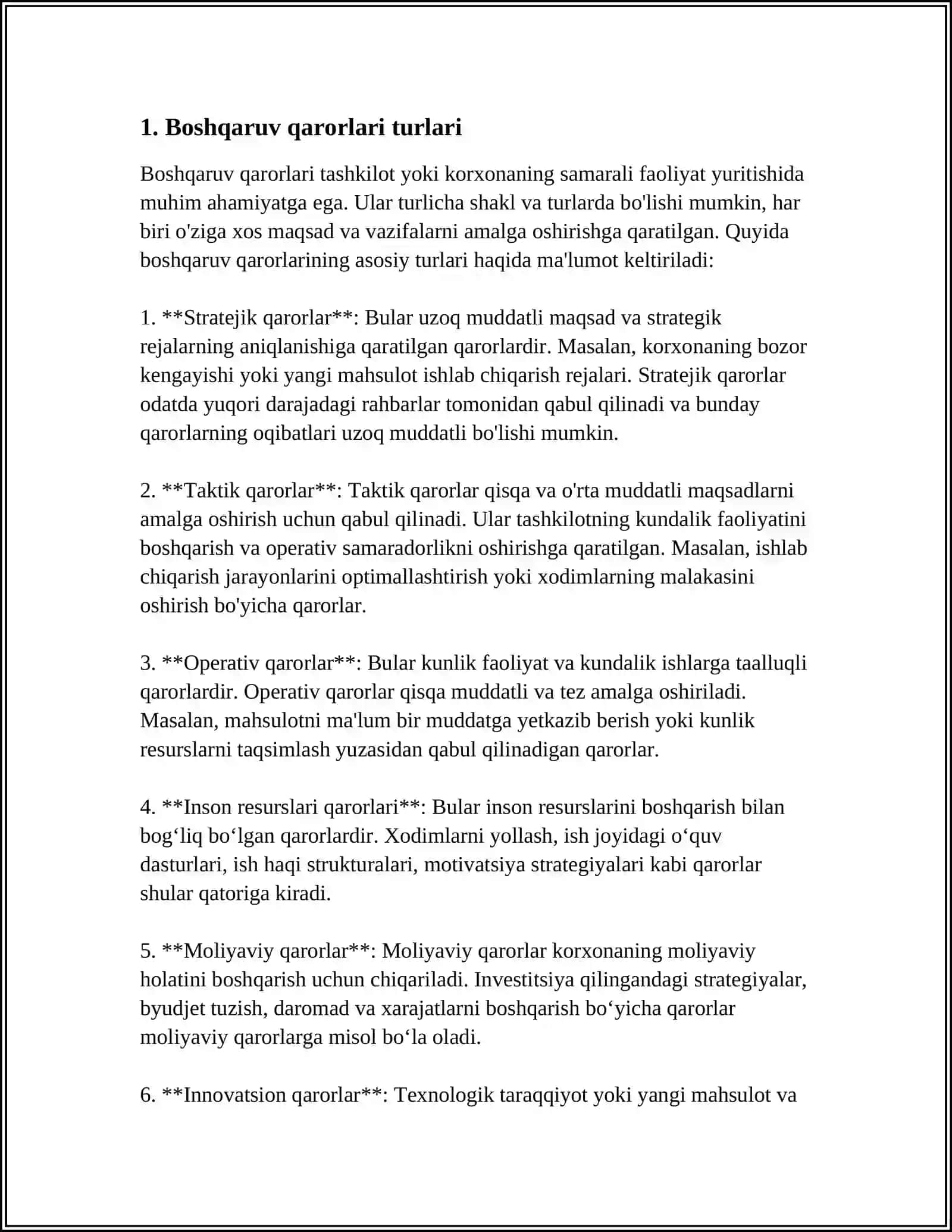 BOSHQARUV QARORLARI TASNIFI 3
