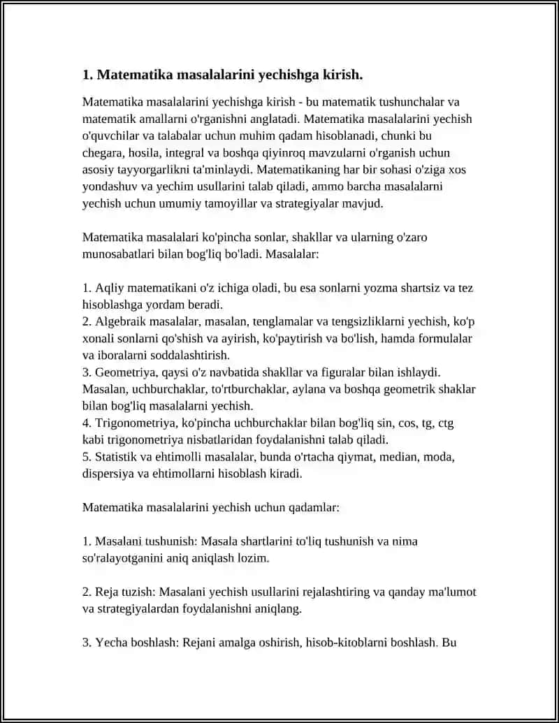MASALA YECHISHGA OʻRGATISHNING UMUMIY USULLARI USTIDA ISHLASH 3