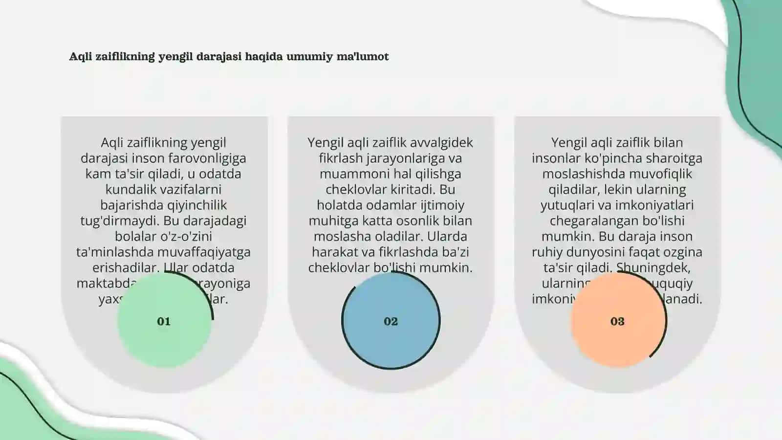 Aqli zaiflikning yengil darajasi j harfi 3