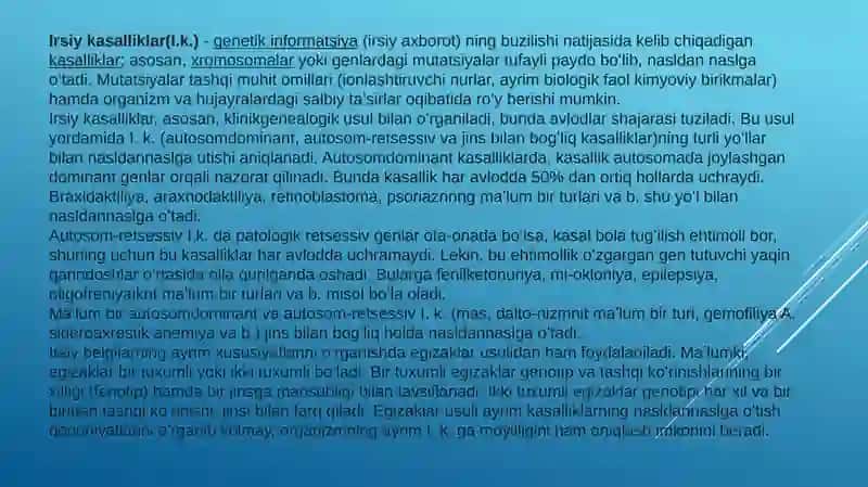 Irsiy kasalliklar 3