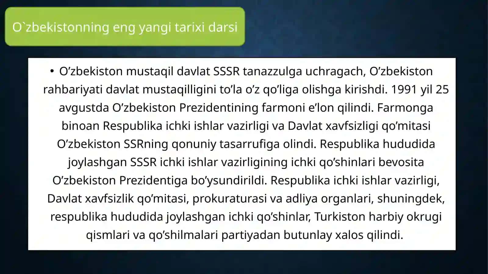 O`zbekistonning o`ziga xosistiqli va taraqqiyot yo`li 3