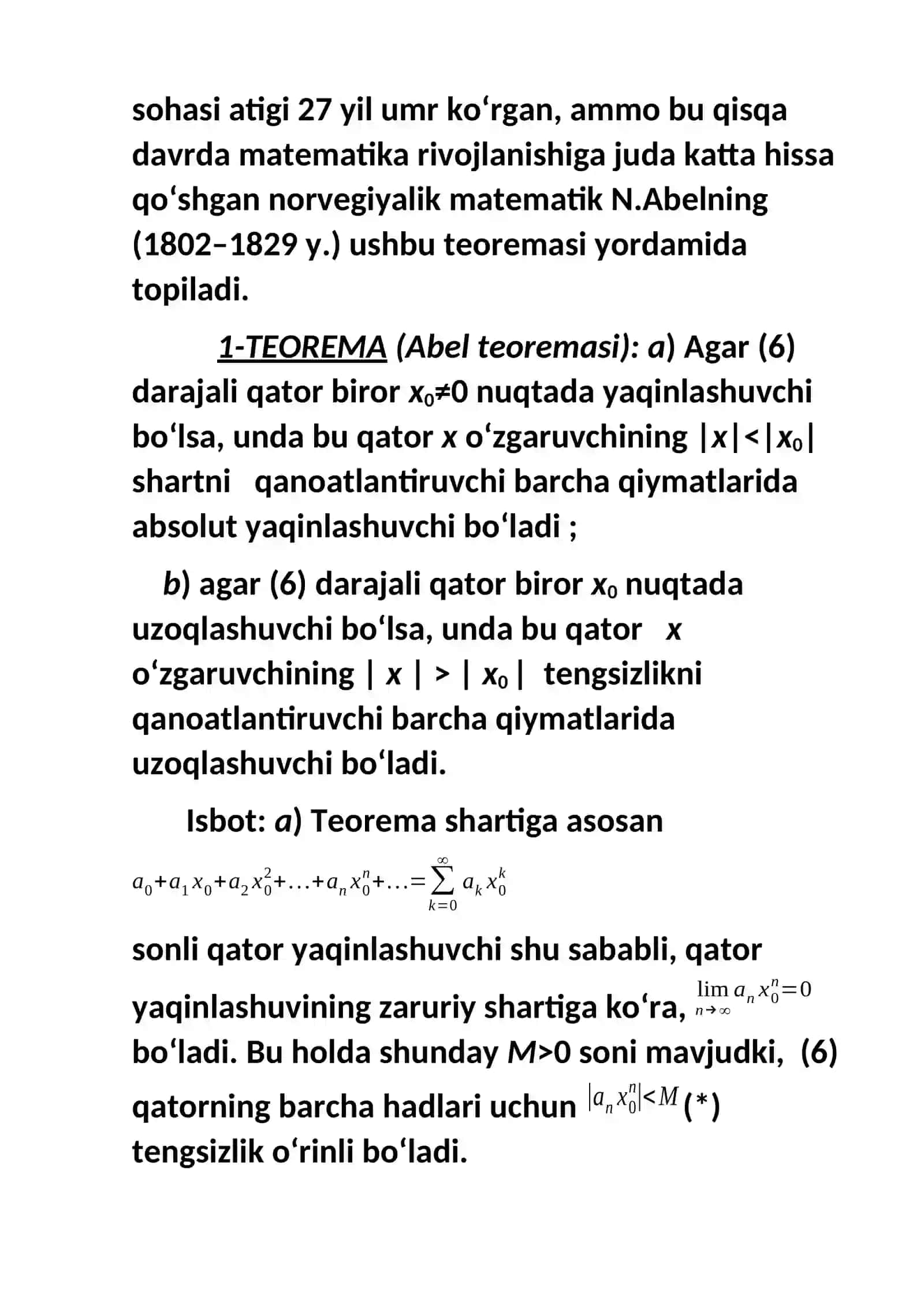 Darajali qatorning tekis yaqinlashishi 3