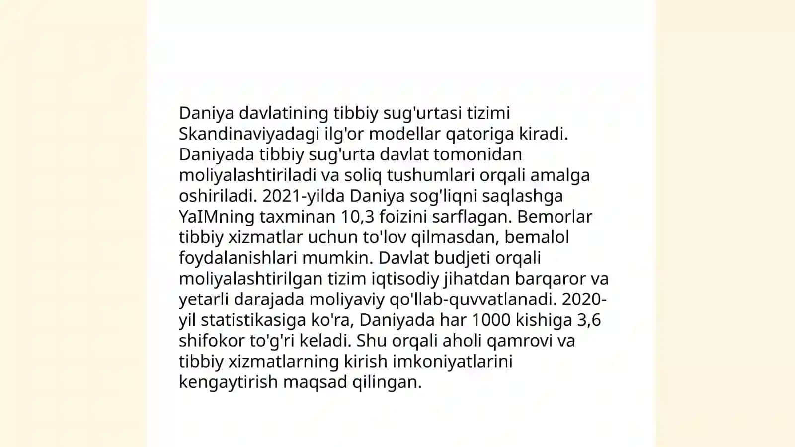 Daniya davlatining tibbiy sug’urtasi 3