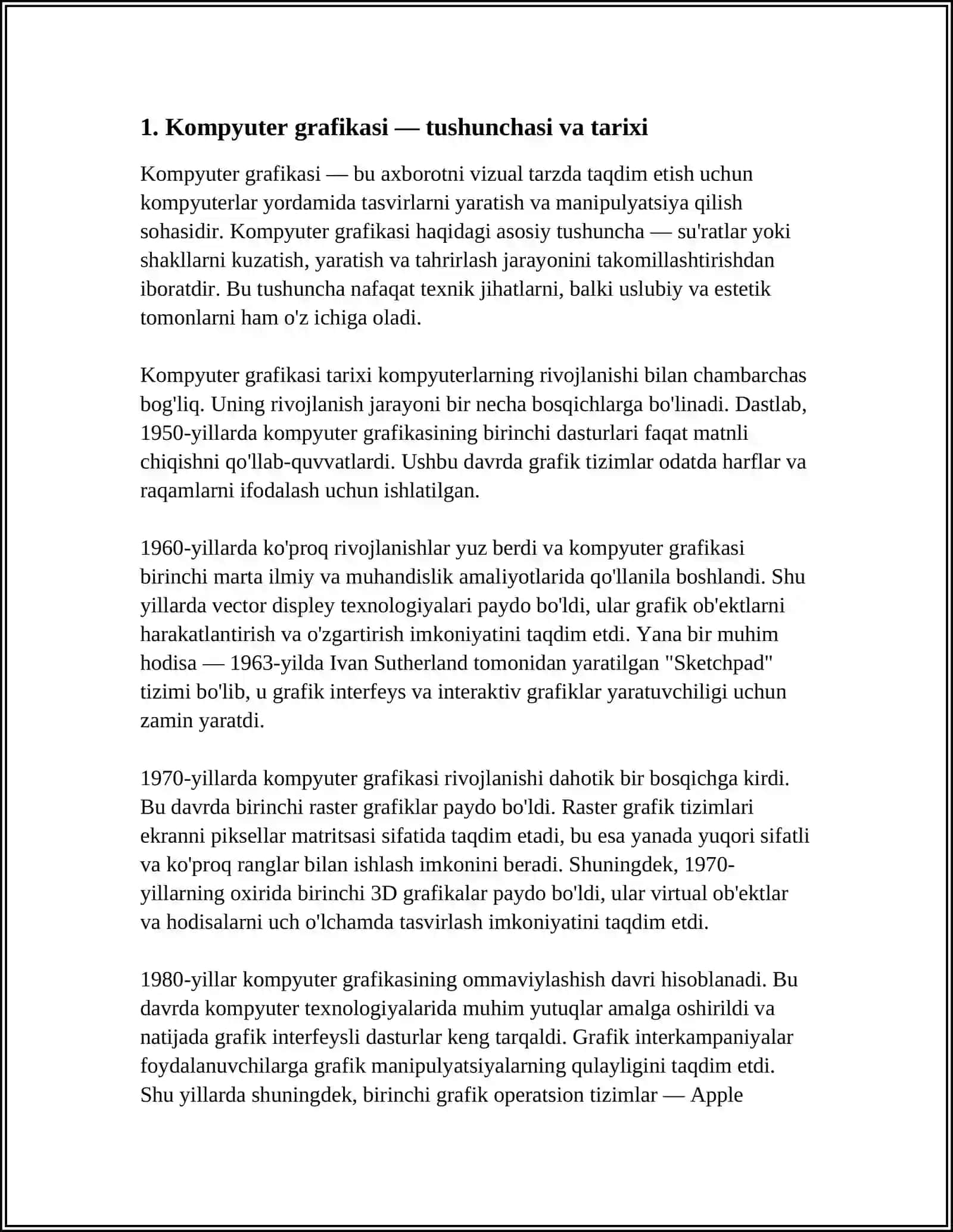KOMPYUTER GRAFIKASI VA UNING TURLARI 3