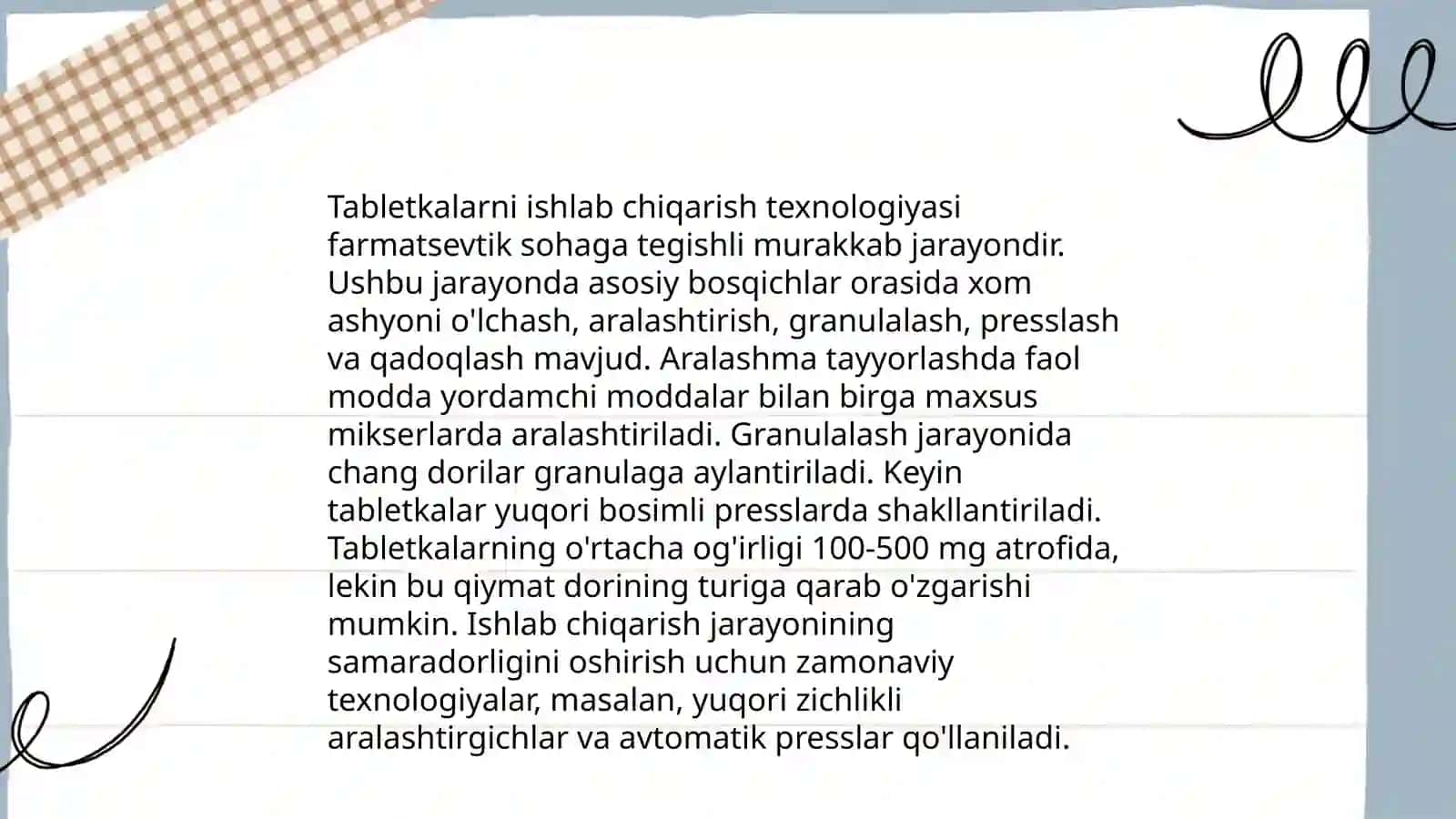 Tabletkalarni ishlab chiqarish texnologiyasi 3