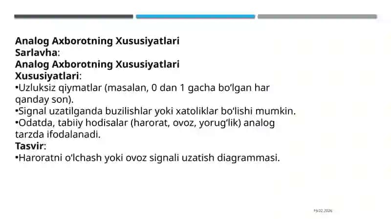 Analog Axborotning Xususiyatlari 3