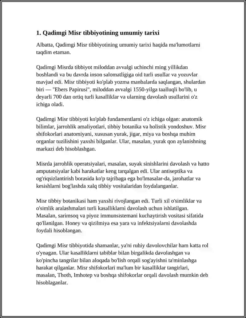 REFERAT Mavzu: QADIMGI MISRDA TIBBIYOT 3