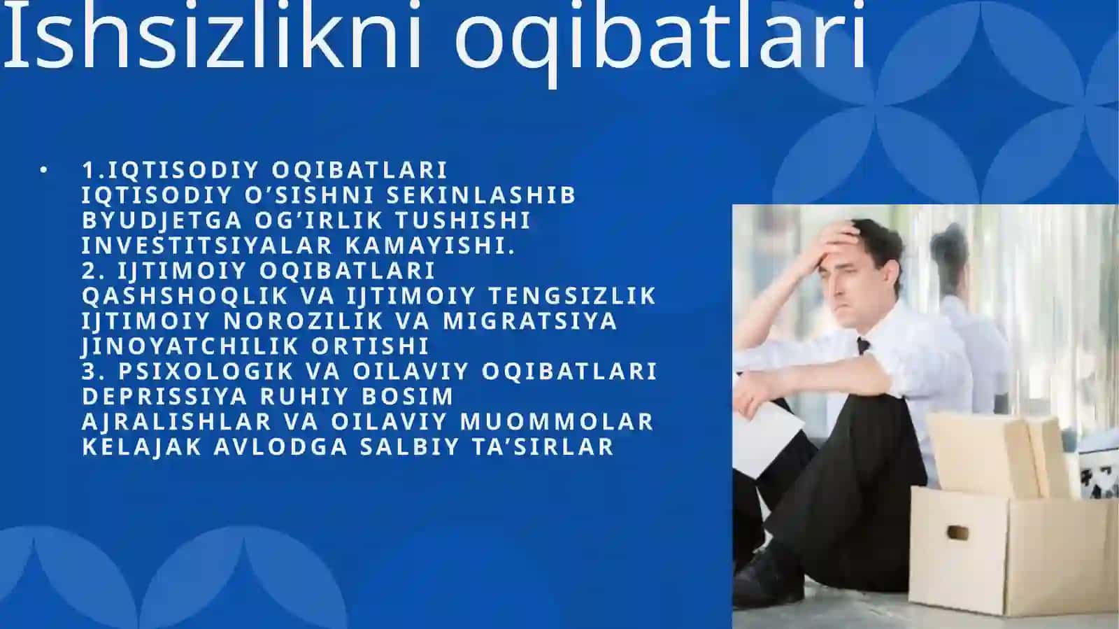 Ishsizlik. Bandlikni ta'minlash 3