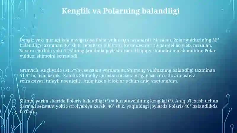Geografik qutb yulduzi va uning balandligi 3