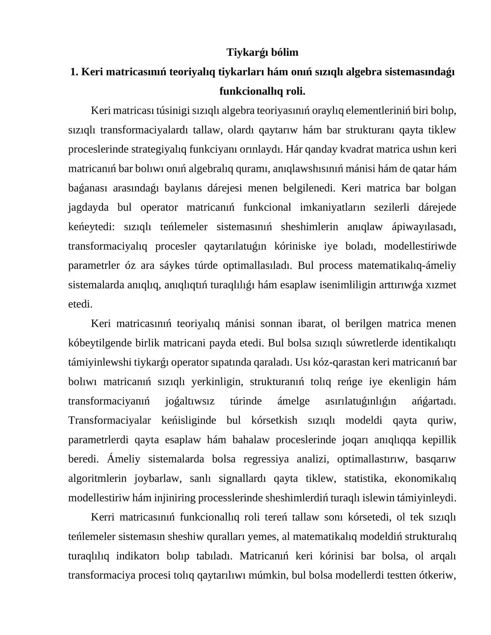 Keri matrica. Keri matricanı esaplaw usılları 3