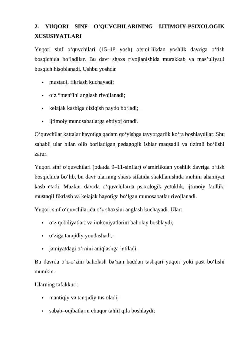 Yuqori sinflar uchun ijtimoiy-pedagogik ish 3
