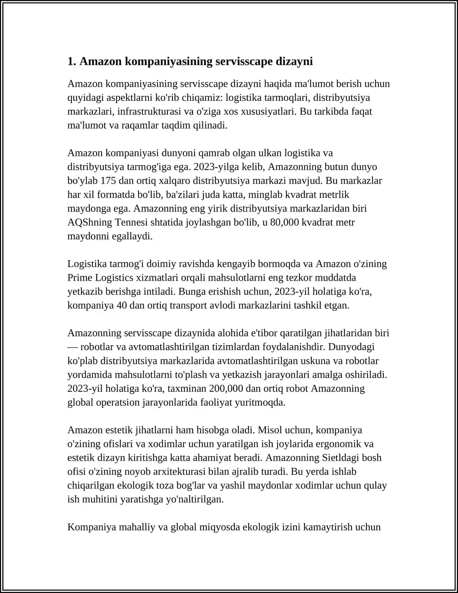 SERVICESCAPE OF AMAZON COMPANY 3
