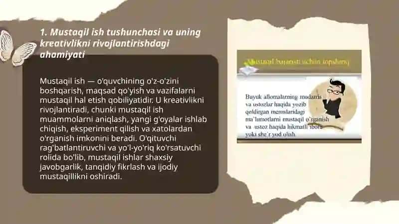 Kreativlikka o'rgatishda mustaqil ishlarning o'rni 3